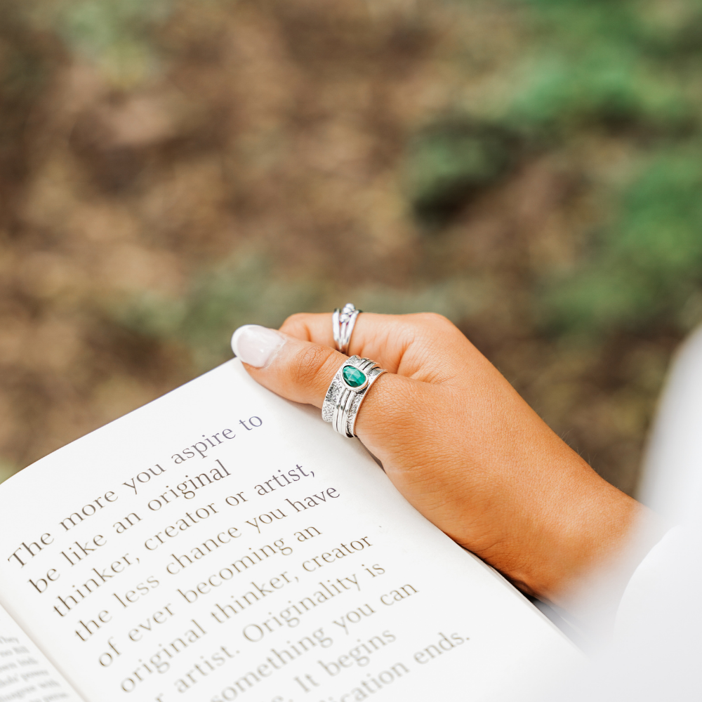 Anxiety Rings  Brave Malachite Mindful Ring by Sinead Hegarty & Tranquillity perfect for stress relief and anxiety relief