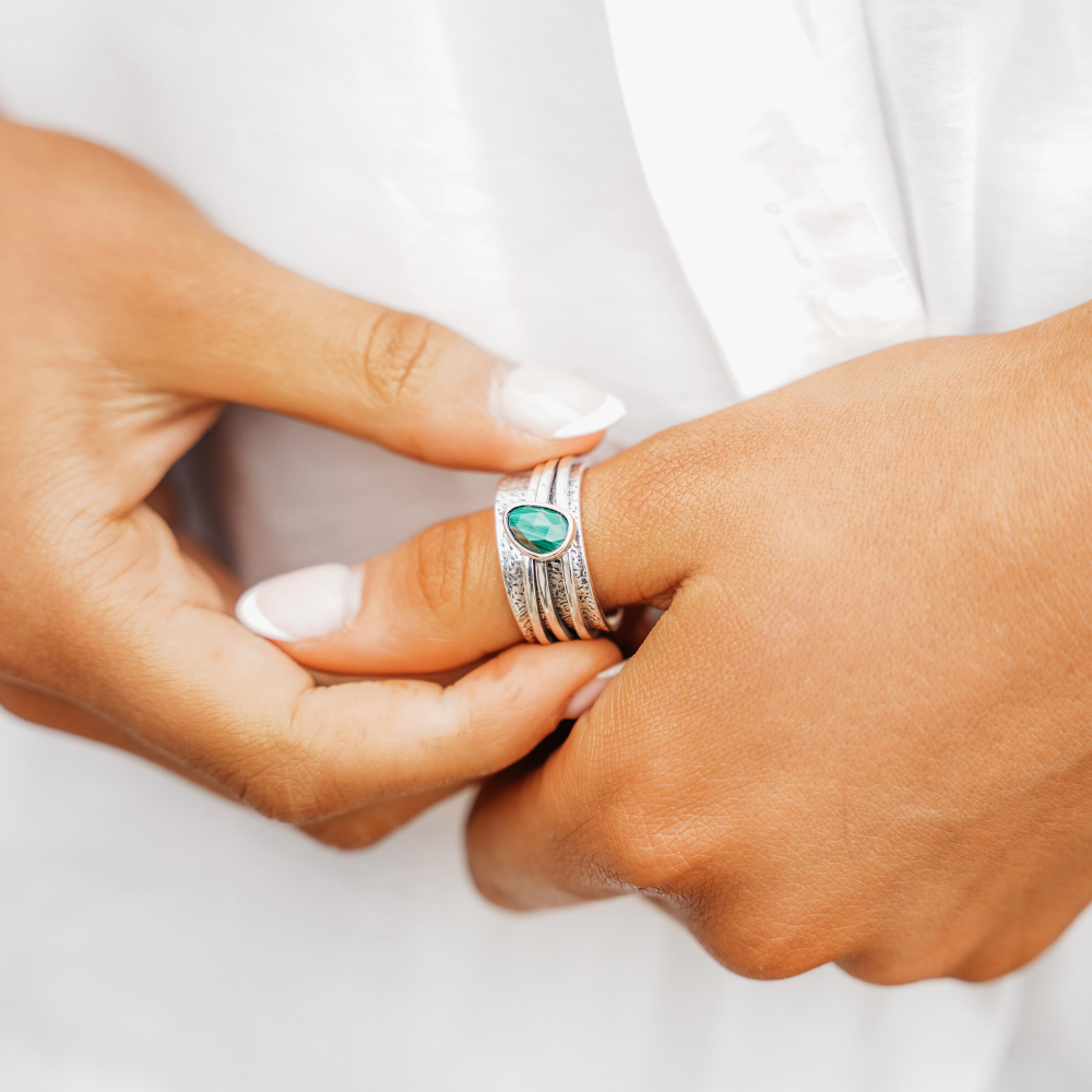 Anxiety Rings  Brave Malachite Mindful Ring by Sinead Hegarty & Tranquillity perfect for stress relief and anxiety relief
