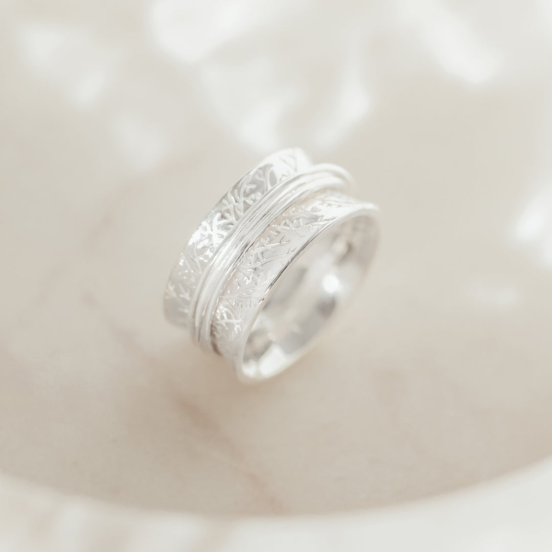 Anxiety Rings Silver Courage Mindful Ring by Sinead Hegarty & Tranquillity perfect for stress relief and anxiety relief