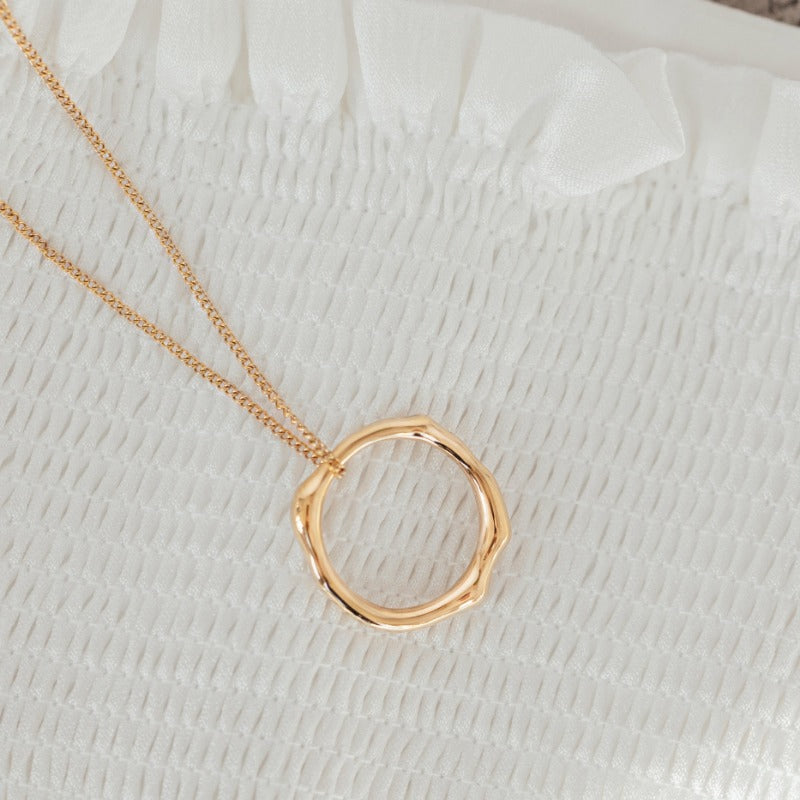 Gold Infinity Circle Pendant Necklace.