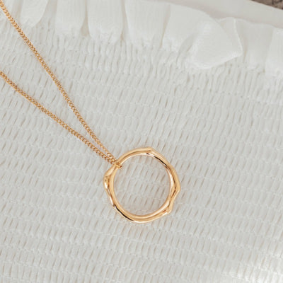 Gold Infinity Circle Pendant Necklace.