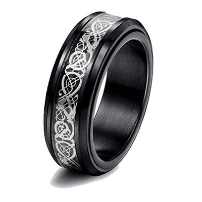 Men's Black Celtic Design Mindful Ring.