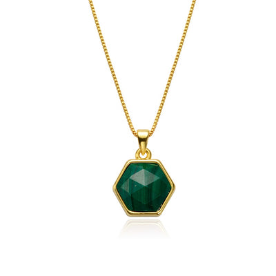 Empower Necklace Malachite 18ct Gold Plated.