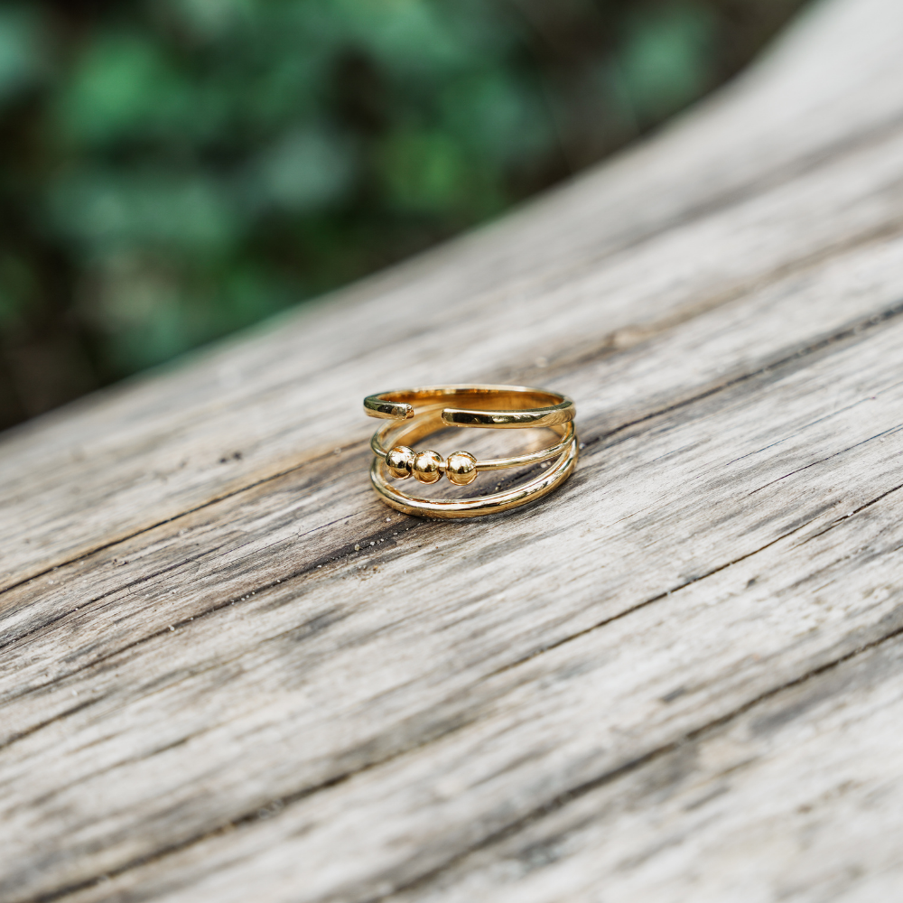 Anxiety Rings Gold Patience Mindful Ring by Sinead Hegarty & Tranquillity perfect for stress relief and anxiety relief