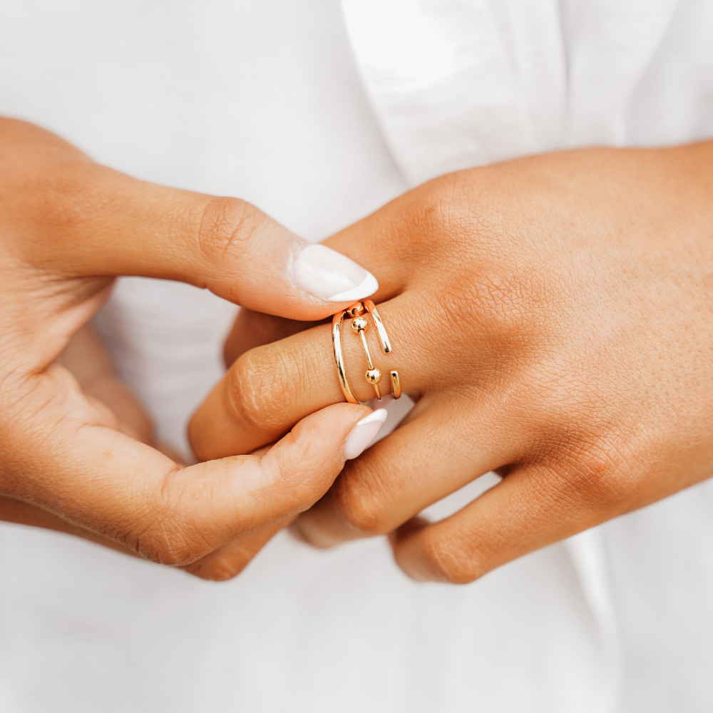 Anxiety Rings Gold Patience Mindful Ring by Sinead Hegarty & Tranquillity perfect for stress relief and anxiety relief