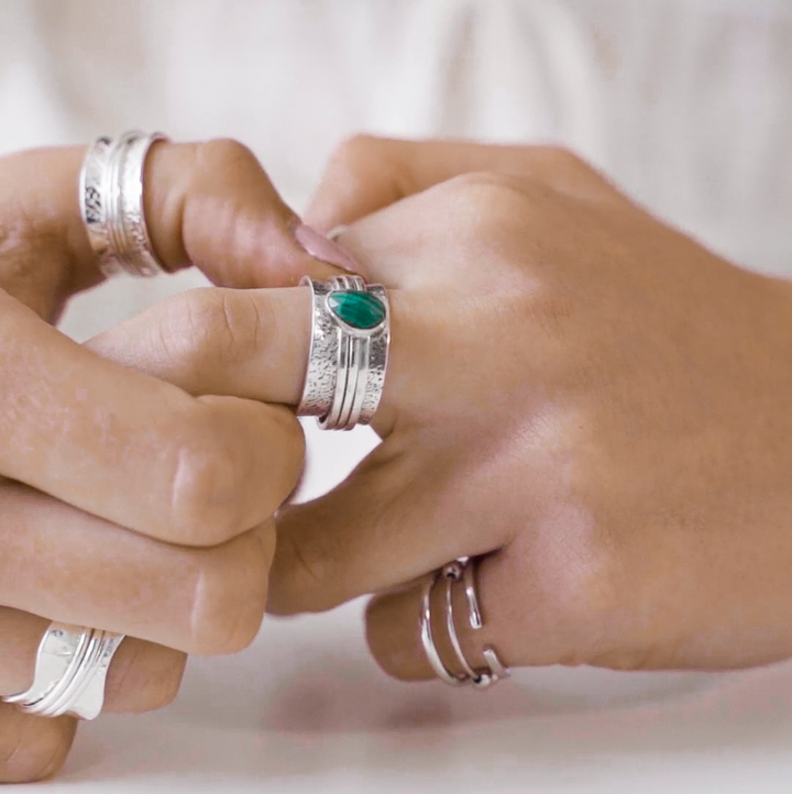 Anxiety Rings  Brave Malachite Mindful Ring by Sinead Hegarty & Tranquillity perfect for stress relief and anxiety relief