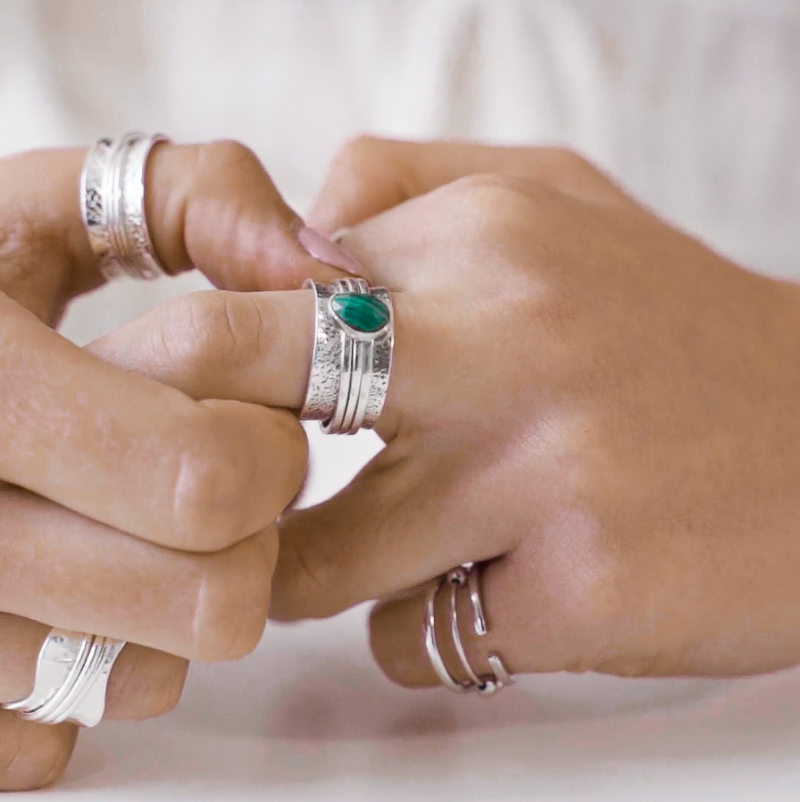 Anxiety Rings  Brave Malachite Mindful Ring by Sinead Hegarty & Tranquillity perfect for stress relief and anxiety relief