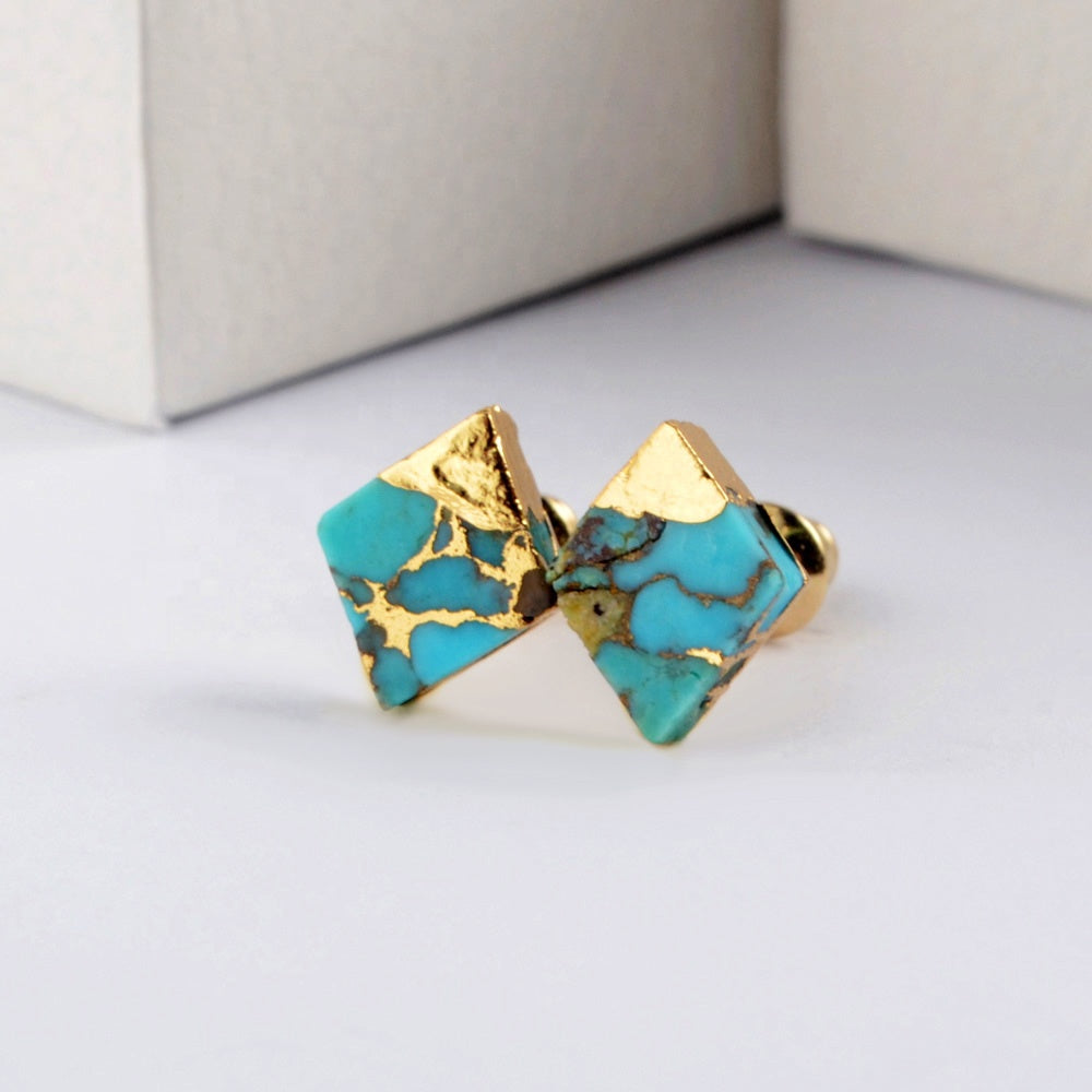 Turquoise Gold Diamond Studs.