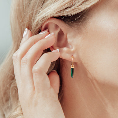 Venture Malachite Sterling Silver 18ct Gold Plated Sterling Silver Spike Earrings.