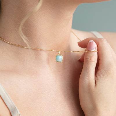 Trust Necklace Amazonite 18ct Gold Plated.