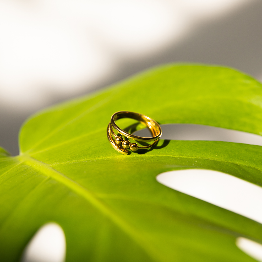 Anxiety Rings Gold Patience Mindful Ring by Sinead Hegarty & Tranquillity perfect for stress relief and anxiety relief